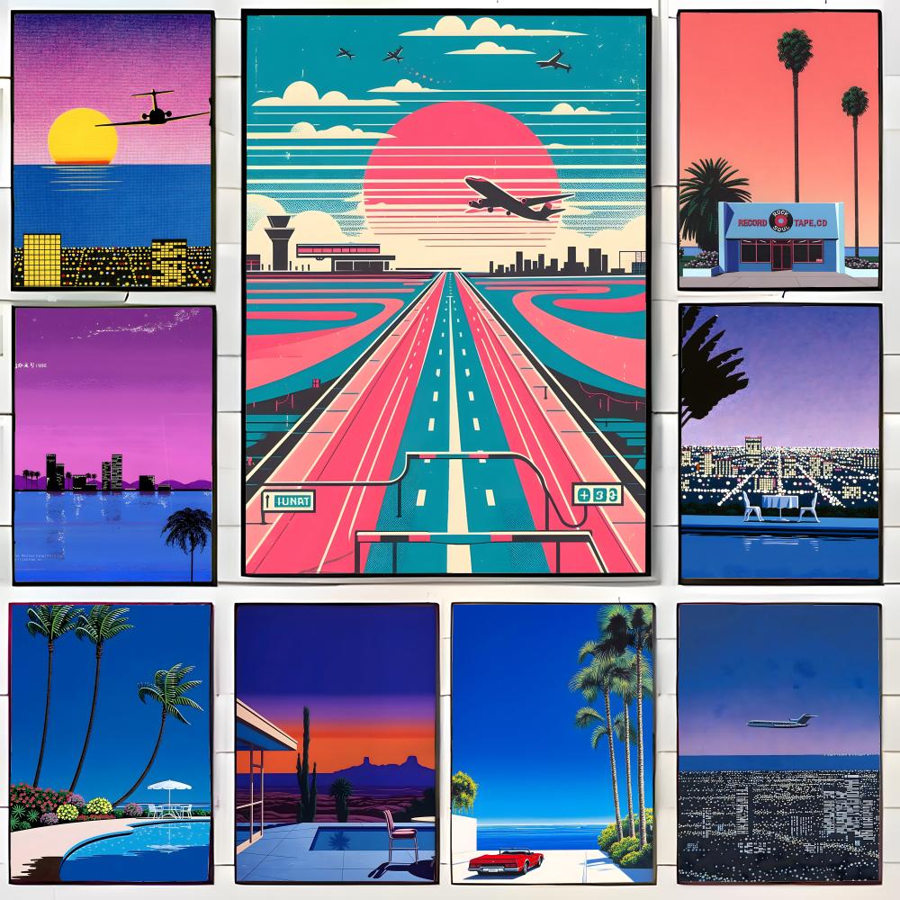 Home Decor Essentials - Retro Landscape Illustration H-Hiroshi Nagai Poster