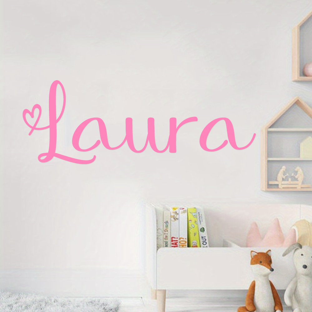 Home Decor Sticker - 1pc Custom Heart Cursive Name Wall