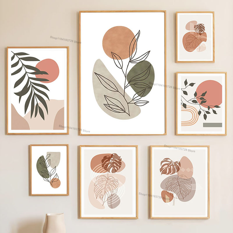 Home Decor Green - Boho Green Orange Leaf Sun Rainbow