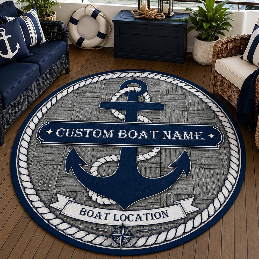 Home Decor Locations - Custom Nautical Anchor Doormat Mat Personalized