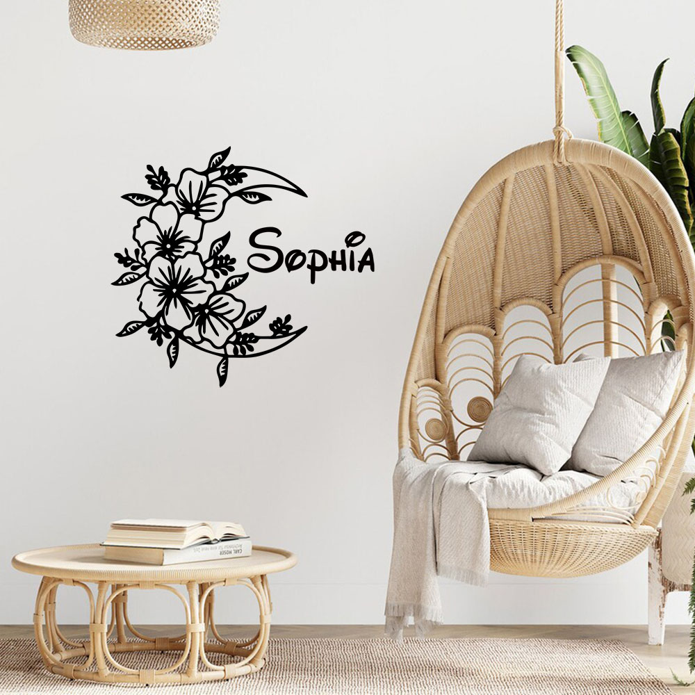 1PC Creative Moon Flower Custo - Home Decor Sticker 评论和价格