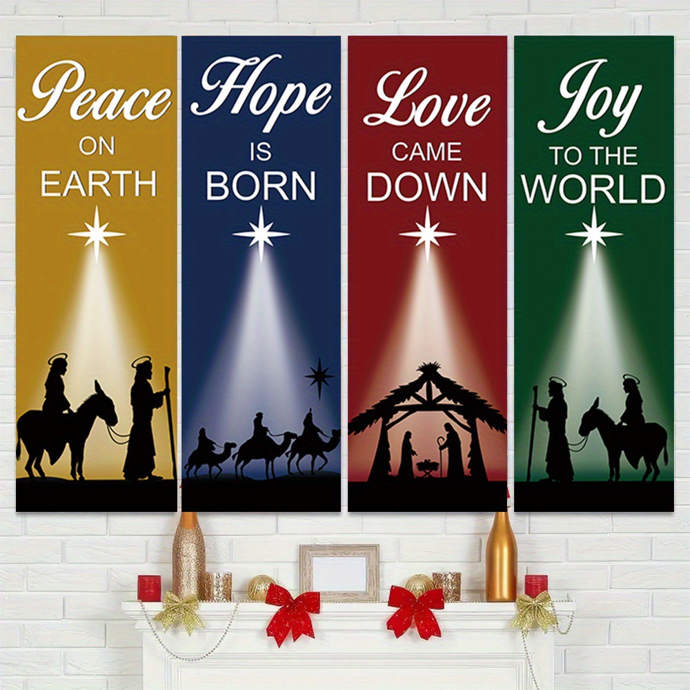 4-Piece Christmas-Themed Banne - Home Decor Locations 评论和价格