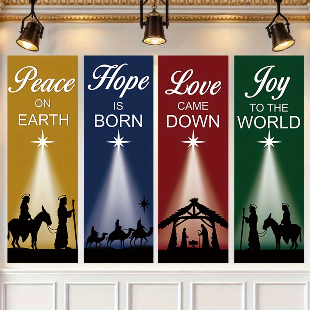 4-Piece Christmas-Themed Banne - Home Decor Locations 评论和价格
