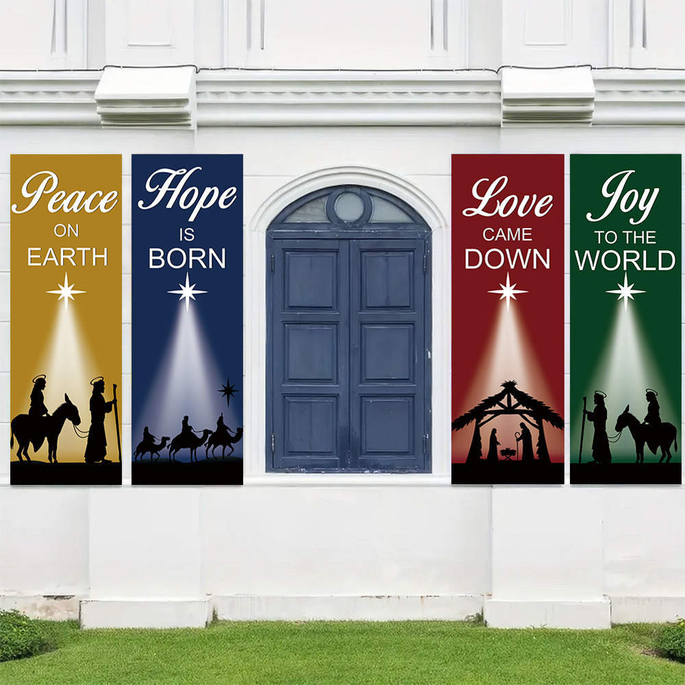 4-Piece Christmas-Themed Banne - Home Decor Locations 评论和价格